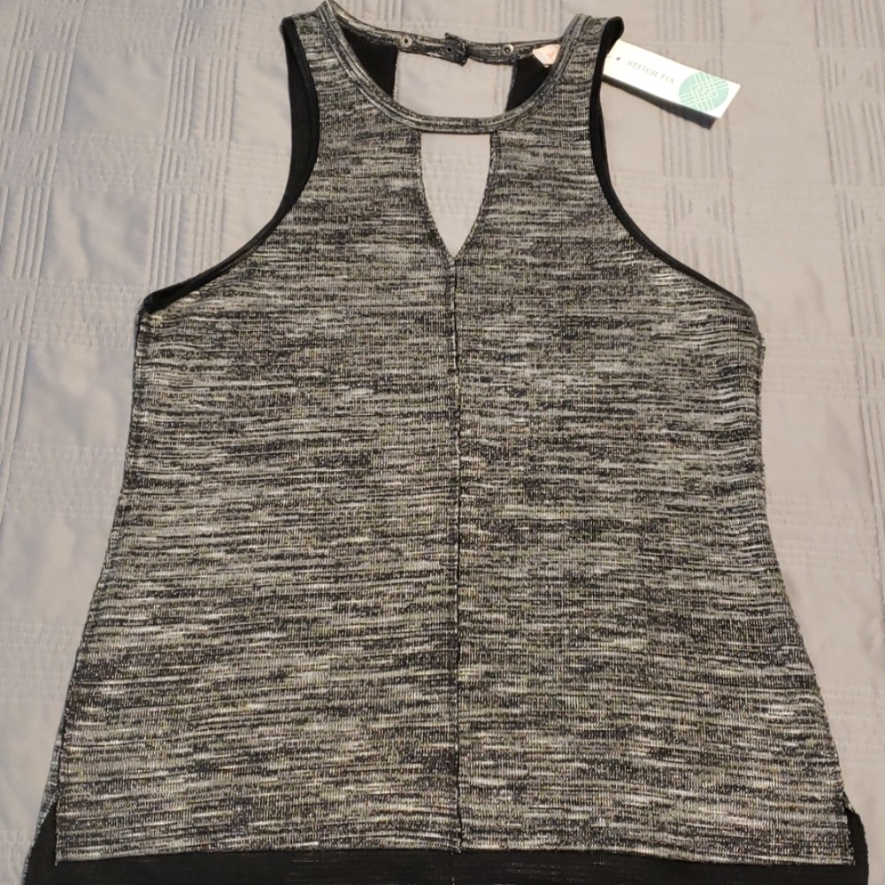 Pixley by Stitch Fix Faux Leather Trim Tank